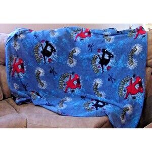 60" x 53" Urban Spiders Trans Spiders Blue fleece children's blanket